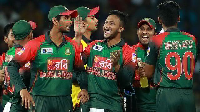 ম্যাচে বাংলাদেশ দলের উল্লাস। ছবি প্রথম আলো