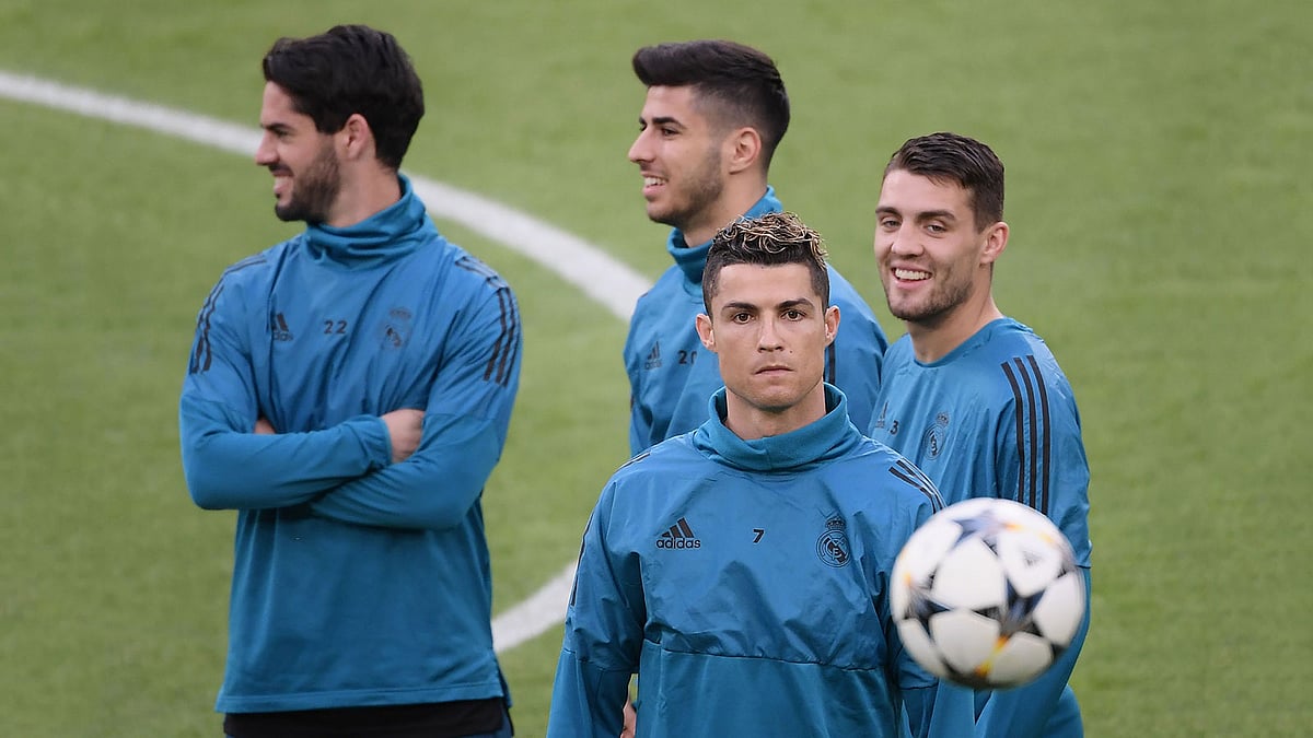 তুরিনে রিয়ালের অনুশীলনে রোনালদো। ছবি: এএফপি