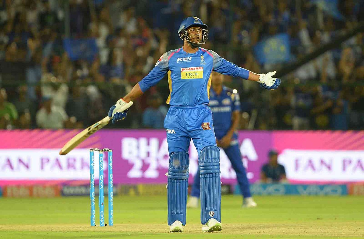 চাপের মুহূর্তে দারুণ ব্যাটিংয়ে রাজস্থানকে জেতানোর নায়ক কৃঞ্চপ্প গৌথম। ছবি: এএফপি