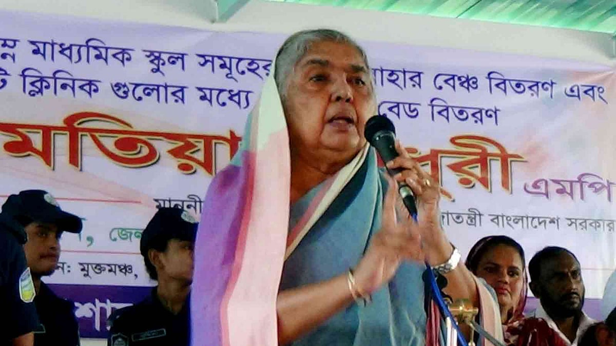 কৃষিমন্ত্রী মতিয়া চৌধুরী। নালিতাবাড়ী, শেরপুর, ১০ মে। ছবি: আবদুল মান্নান সোহেল