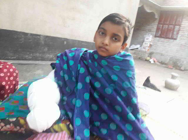 সম্প্রতি তোলা মুক্তামণির ছবি। ছবিটি পাঠিয়েছিলেন মুক্তামণির বাবা ইব্রাহিম হোসেন।