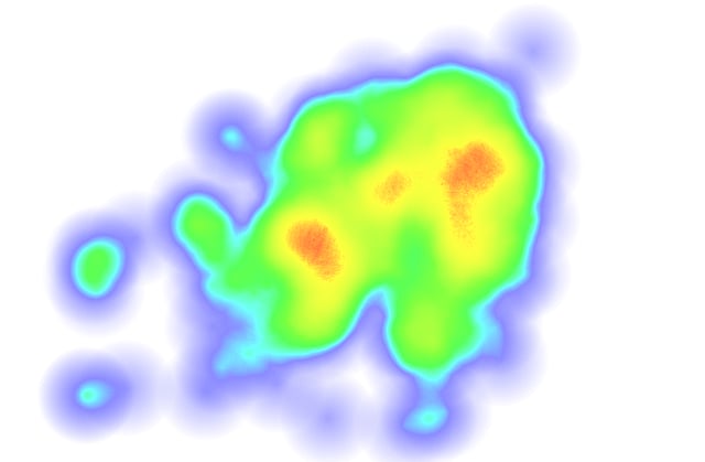 মাচেরানোর হিটম্যাপ। কোথায় ছিলেন না তিনি! ছবি: অপটা ইনফোগ্রাফিকস