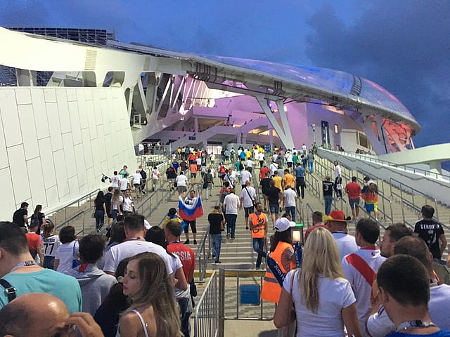 সোচির ফিশত স্টেডিয়ামের গ্যালারিতে ঢোকার একটি প্রবেশ পথ। ছবি জামিল খান