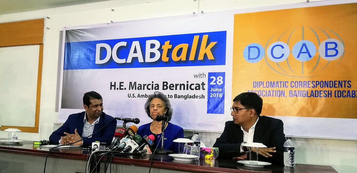 ডিকাব আয়োজিত অনুষ্ঠানে মার্শা বার্নিকাট। ছবি: প্রথম আলো