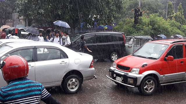 সায়েন্স ল্যাবরেটরি ও নিউমার্কেট এলাকায় বিভিন্ন গাড়ির চালকের লাইসেন্স আছে কি না, তা পরীক্ষা করে দেখছে এক শিক্ষার্থী। ছবি: মোছাব্বের হোসেন।