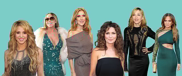 শাকিরা,মারায়া ক্যারি, জেনিফার লোপেজ, সেলিন ডিওন, শানায়া টোয়েইন ও  ম্যাডোনা