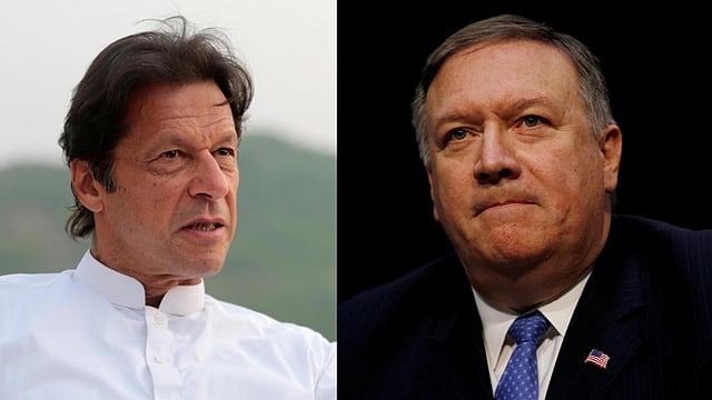 পাকিস্তানের প্রধানমন্ত্রী ইমরান খান ও যুক্তরাষ্ট্রর পররাষ্ট্রমন্ত্রী মাইকেল পম্পেও। ছবি: রয়টার্স