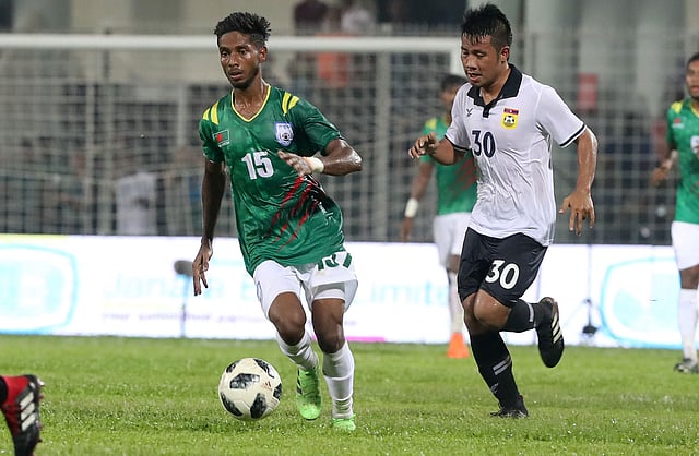 সিলেটের ছেলে বিপলু আহমেদের গোলে বঙ্গবন্ধু গোল্ডকাপে শুভ সূচনা করেছে বাংলাদেশ। ছবি: শামসুল হক