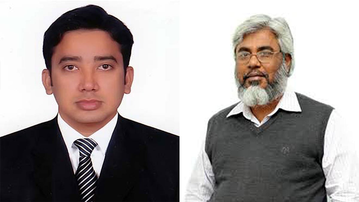 লেখক মো.ইবনে সাহেদ আলম চৌধুরী, শাহজালাল বিজ্ঞান ও প্রযুক্তি বিশ্ববিদ্যালয়ের গণিত বিভাগের অধ্যাপক ড. সাজেদুল করিম। ছবি: লেখক