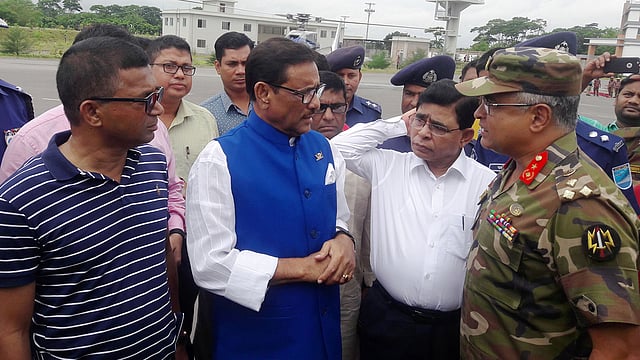 ওবায়দুল কাদের আজ পদ্মা সেতু প্রকল্পের জাজিরা প্রান্ত পরিদর্শন করেন। ছবি: অজয় কুন্ডু