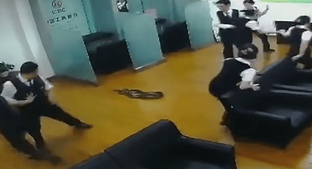 প্রথমে কিছুটা ভারসাম্যহীন অবস্থায় ছিল সাপটি। ছবি: রয়টার্স