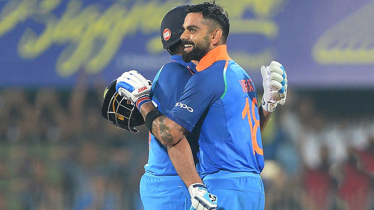 রোহিত শর্মা ও বিরাট কোহলি দুজনেই আজ সেঞ্চুরি করেছেন। ছবি: এএফপি