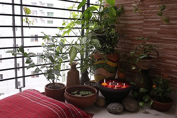 মোমবাতির আলো বারান্দার গাছগুলোর শোভাও বাড়াবে
