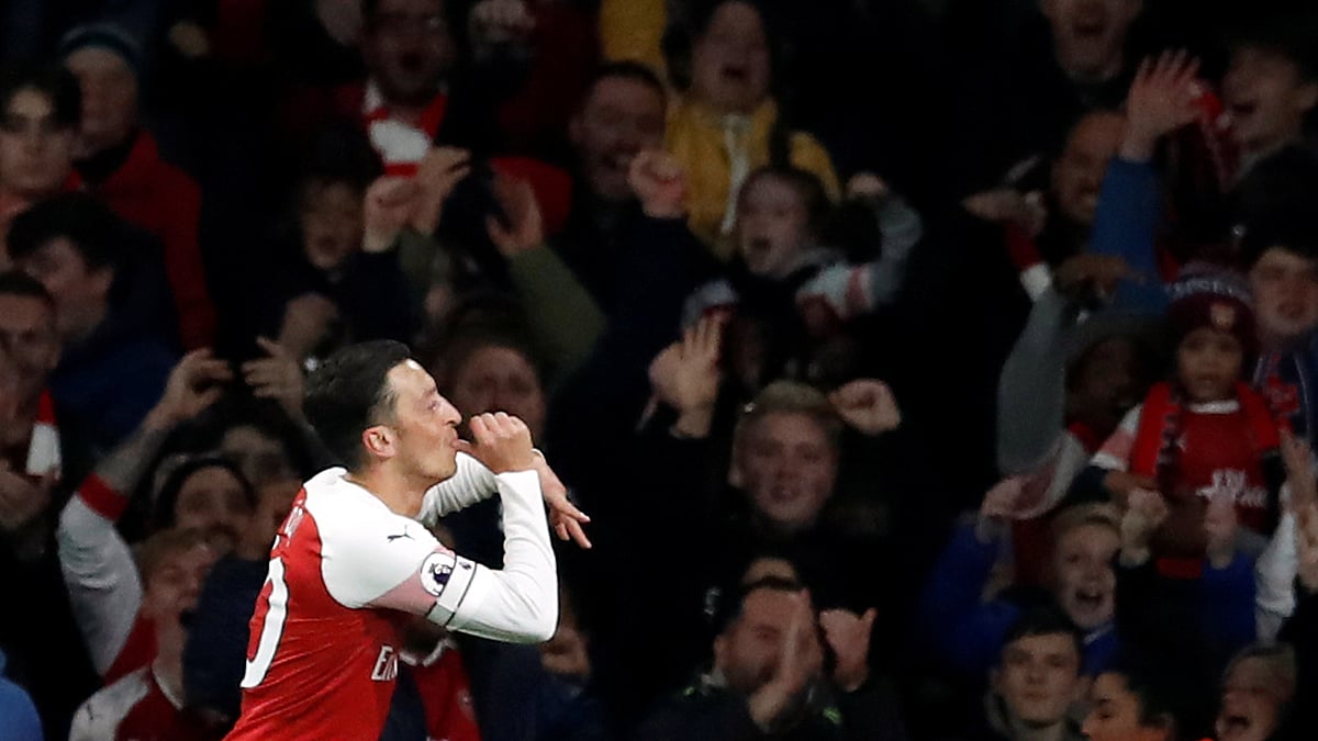 গোলের পর চিরাচরিত উদ্‌যাপন। ছবি: রয়টার্স