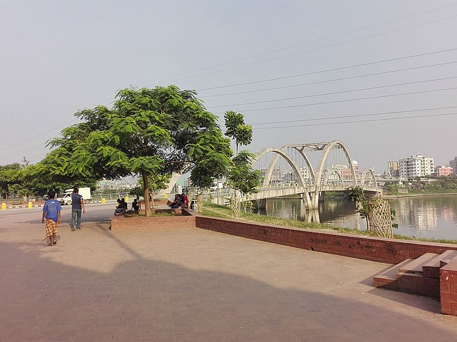 এই কৃষ্ণচূড়া গাছের নিচে বসে-শুয়ে ঘুমিয়ে কাটায় সুবিধাবঞ্চিত শিশু রাজু। ঢাকা, ২০ অক্টোবর। ছবি: প্রথম আলো