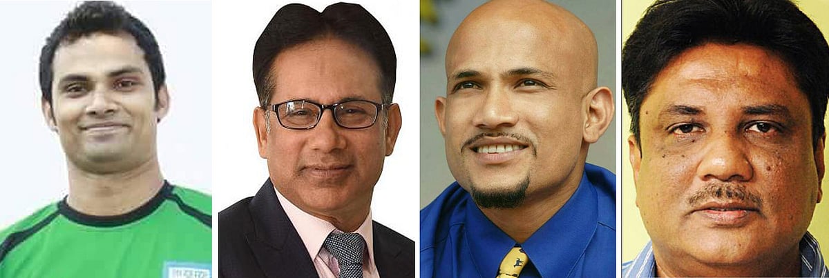 আমিনুল হক, সালাম মুর্শেদী, আরিফ খান জয় ও দেওয়ান সফিউল আরেফীন টুটুল। ফাইল ছবি