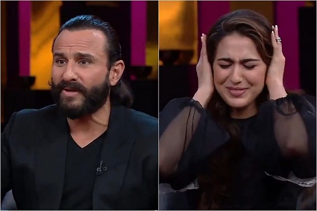 ‘কফি উইথ করণ’ অনুষ্ঠানে বাবার কথা শুনে কান চেপে ধরেন সারা আলী খান