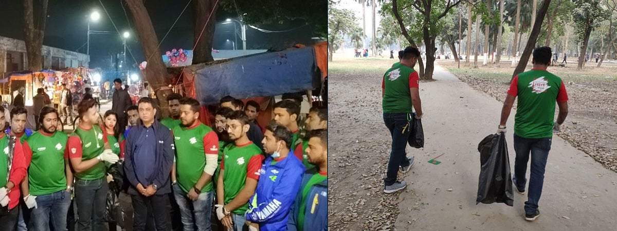 ইয়ামাহা রাইডার্স ক্লাব বাংলাদেশ বিজয় দিবসে রাজধানী ঢাকা শহরের বিভিন্ন স্থানে পড়ে থাকা পতাকা সংগ্রহ করে যেগুলো ব্যবহারযোগ্য নয়, সেগুলো সমাধিস্থ করে। ছবি: প্রেস বিজ্ঞপ্তি