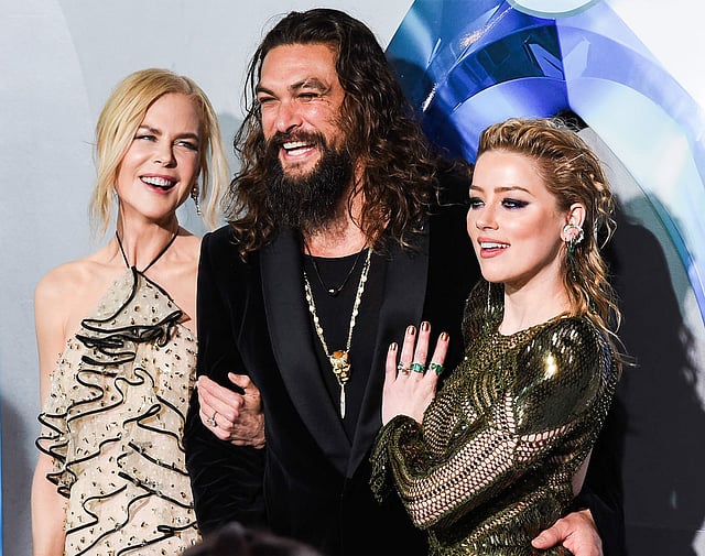 ‘অ্যাকুয়াম্যান’ ছবির তিন তারকা নিকোল কিডম্যান, জেসন মমোয়া ও অ্যাম্বার হার্ড