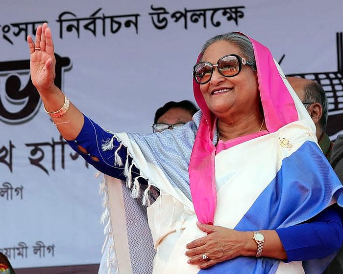 কামরাঙ্গীরচরে ঢাকা মহানগর দক্ষিণ আয়োজিত নির্বাচনী জনসভায় বক্তব্য দেন প্রধানমন্ত্রী শেখ হাসিনা। ছবি: বাসস