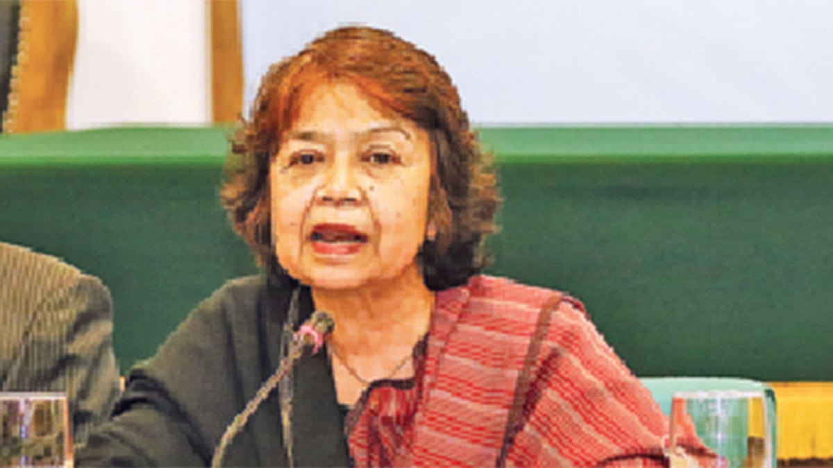 গোলটেবিল আলোচনায় অধ্যাপক রওনক জাহান। গতকাল ঢাকার বিস মিলনায়তনে।  ছবি: প্রথম আলো