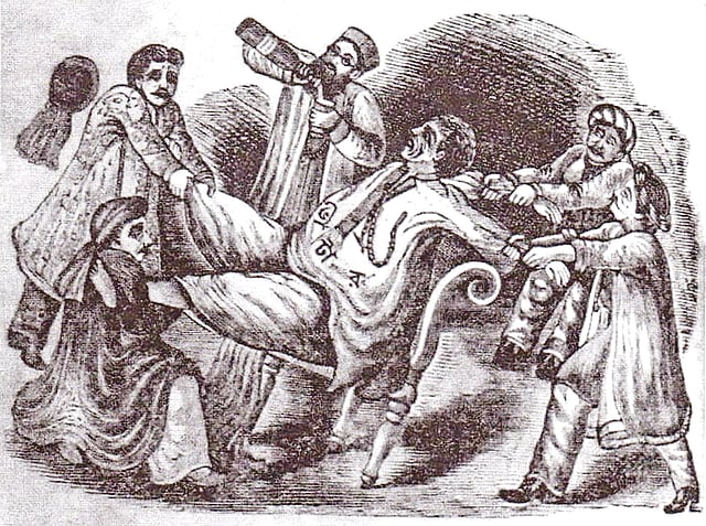 সেকালে ভোটার নিয়ে টানাটানি! জন্মভূমি সাময়িকীর চৈত্র ১২৯৮ বঙ্গাব্দের সংখ্যায় প্রকাশিত ব্যঙ্গচিত্র ‘পোলিং চক্র’ । শিল্পীর নাম দেওয়া নেই