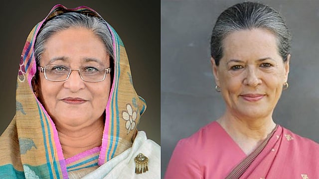 প্রধানমন্ত্রী ও আওয়ামী লীগ সভানেত্রী শেখ হাসিনা ও ভারতীয় কংগ্রেস নেত্রী সোনিয়া গান্ধী।  ফাইল ছবি