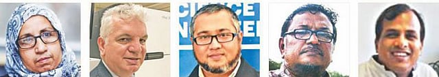 ঢাকা বিশ্ববিদ্যালয়ের প্রাণ রসায়ন ও অণুপ্রাণ বিজ্ঞান বিভাগের অধ্যাপক হাসিনা খানসহ গবেষক দলের অন্য সদস্যরা। ছবি: ডেইলি স্টারের সৌজন্যে