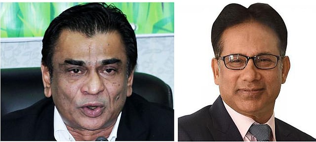 বাংলাদেশ ফুটবল ফেডারেশনের সভাপতি কাজী সালাউদ্দিন ও পেশাদার লিগ কমিটির চেয়ারম্যান সালাম মুর্শেদী। ফাইল ছবি