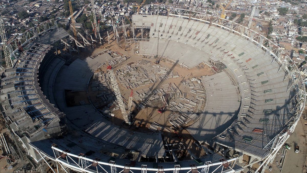 নির্মাণাধীন সরদার প্যাটেল গুজরাট স্টেডিয়াম। ছবি: টুইটার