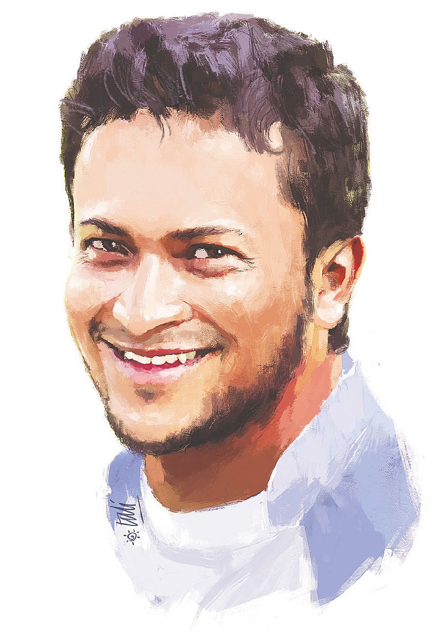 সাকিব আল হাসান। প্রতিকৃতি: তুলি