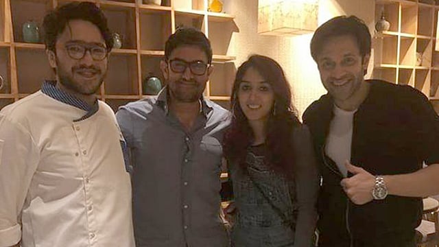 শেফ লক্ষ্মণ, আমির খান, ইরা ও বেদান্ত। ছবি: ইনস্টাগ্রাম থেকে নেওয়া
