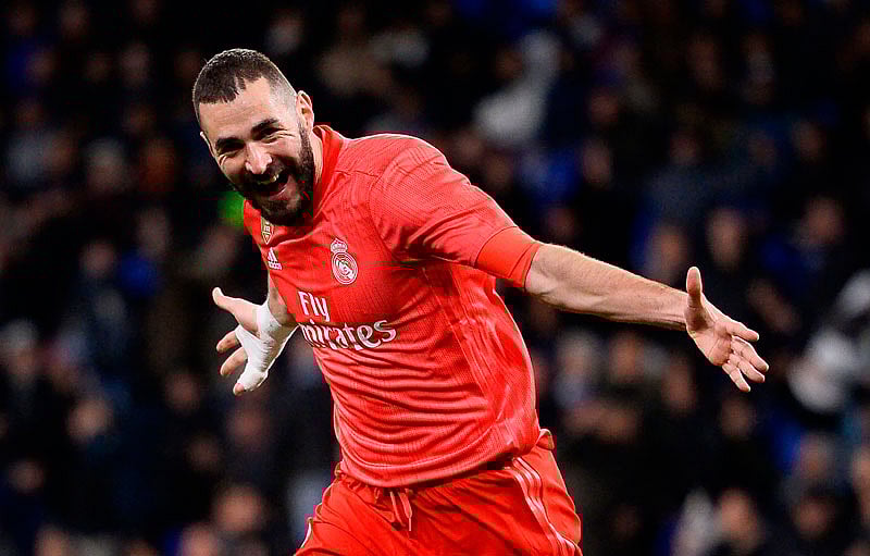 জোড়া গোল করেছেন বেনজেমা। ছবি: এএফপি