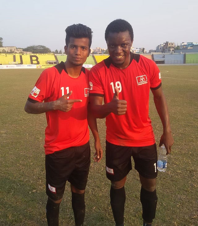 আজকের ম্যাচের দুই গোলদাতা আরিফুর রহমান ও পল এমিল। সৌজন্য ছবি