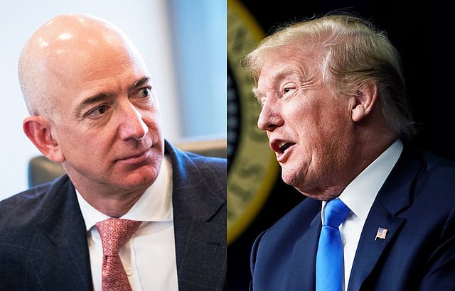 মার্কিন প্রেসিডেন্ট ডোনাল্ড ট্রাম্পের সঙ্গে দা–কুমড়ো সম্পর্ক বেজোসের।