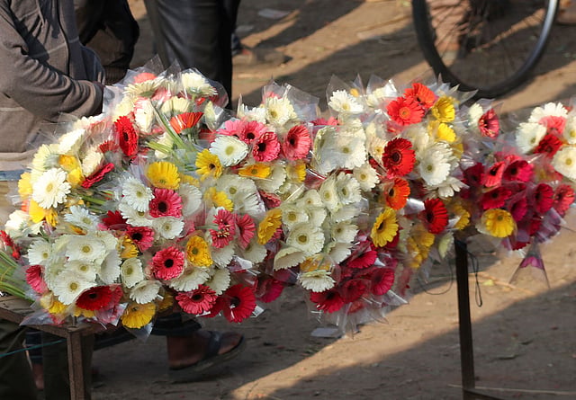 হাটে বিক্রি হয় গোলাপ, জারবেরা, গ্লাডিওলাস, রজনীগন্ধা, গাঁদা, চন্দ্রমল্লিকাসহ নানা ধরনের ফুল।