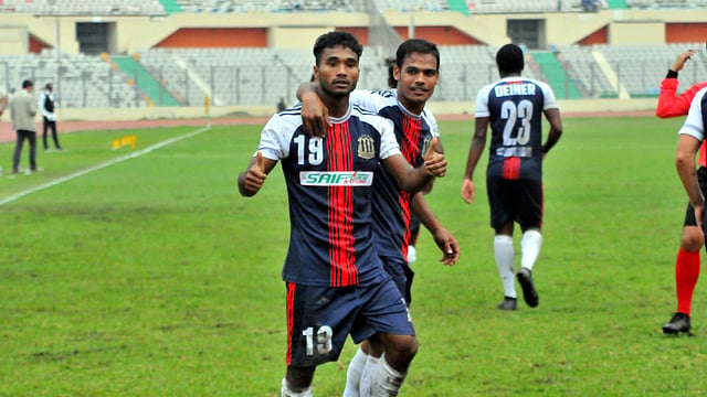 গোলের পর জাফর ইকবাল। ছবি: বাফুফে