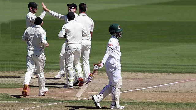 তামিম ইকবাল। আউট হওয়ার পর। ছবি: এএফপি