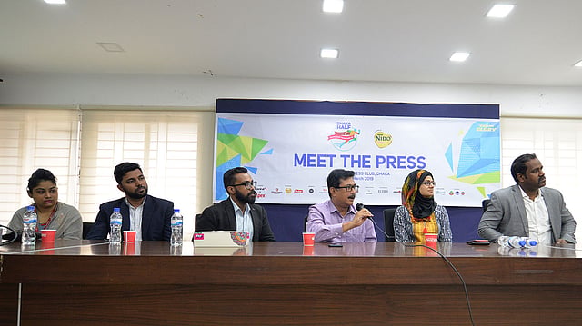 ঢাকা হাফ ম্যারাথন ও মিনি ম্যারাথন আয়োজন নিয়ে সংবাদ সম্মেলন। জাতীয় প্রেসক্লাব, ঢাকা, ৪ মার্চ। ছবি: সংগৃহীত