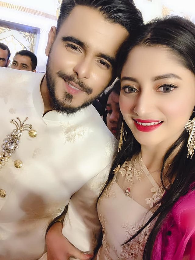 সিয়ামের বিবাহোত্তর সংবর্ধনা অনুষ্ঠানে পূজা চেরি। ছবি: ফেসবুক থেকে নেওয়া