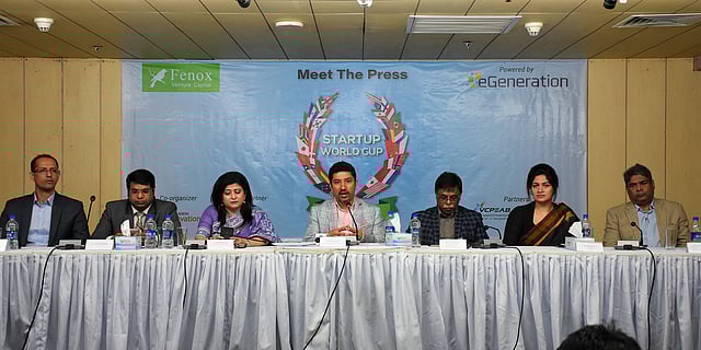 স্টার্টআপ ওয়ার্ল্ড কাপের বাংলাদেশ পর্বের সংবাদ সম্মেলন। ছবি: সংগৃহীত।