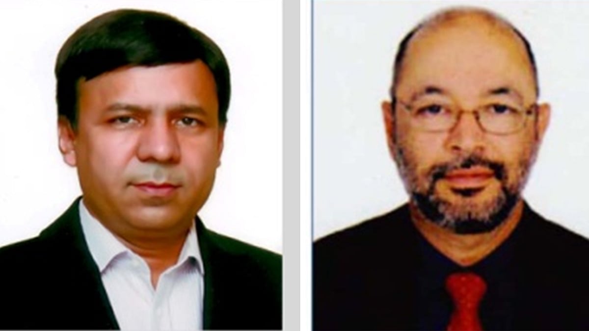এম এ মুবিন খান (বাঁয়ে) এনামুর রহমান