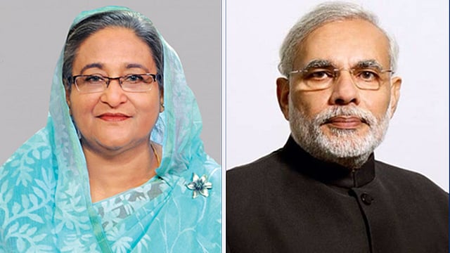 প্রধানমন্ত্রী শেখ হাসিনা ও ভারতের প্রধানমন্ত্রী নরেন্দ্র মোদি আগামীকাল সোমবার চারটি প্রকল্প উদ্বোধন করবেন। ছবি: বাসস