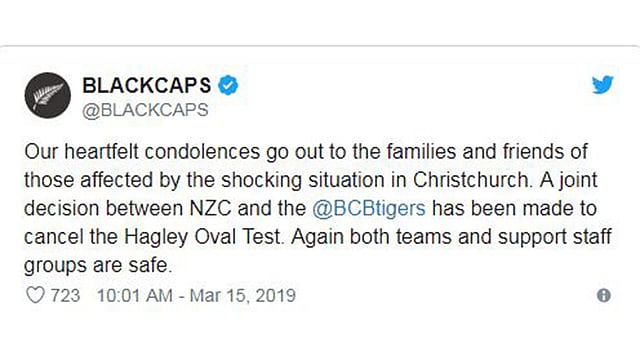 নিউজিল্যান্ড ক্রিকেট বোর্ডের টুইট। ছবি: টুইটার