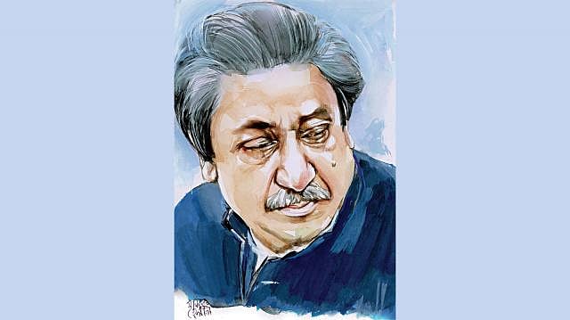 বঙ্গবন্ধু শেখ মুজিবুর রহমান। স্কেচ: মাসুক হেলাল