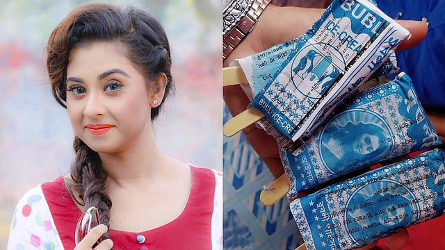 শবনম বুবলী আর তাঁর নামে তৈরি আইসক্রিম। ছবি: ফেসবুক থেকে নেওয়া