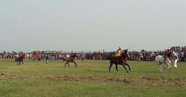 গোপালগঞ্জ সদর উপজেলার নকড়িরচর গ্রামে ৪২ বছরের ঐতিহ্যবাহী ঘোড়দৌড় প্রতিযোগিতায় বিভিন্ন এলাকা থেকে আসা ঘোড়ার মালিকেরা অংশ নেন। ছবি: নুতন শেখ