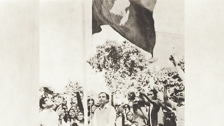 ১৮ এপ্রিল দুপুর সাড়ে ১২টায় কলকাতা দূতাবাসে পতাকা ওড়ানো হচ্ছে। ছবি: সংগৃহীত