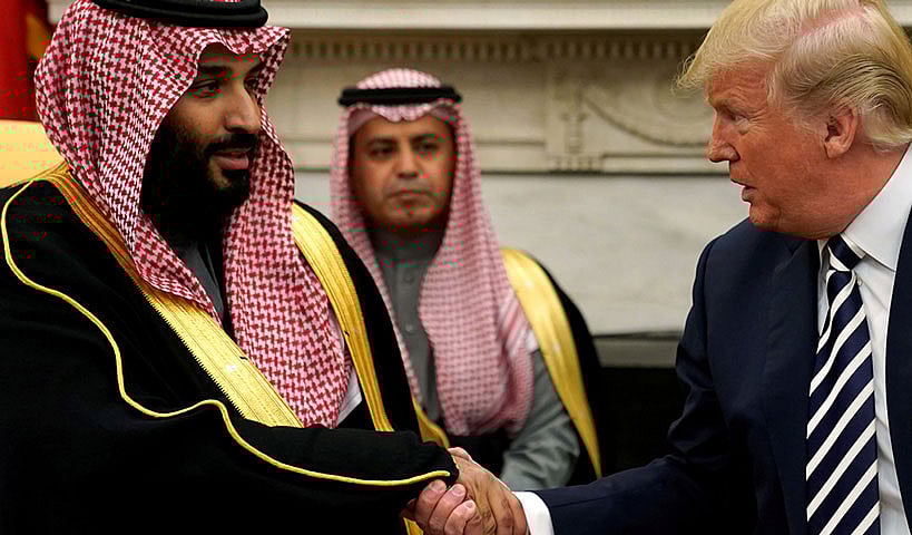 সৌদি যুবরাজ মোহাম্মদ বিন সালমান ও মার্কিন প্রেসিডেন্ট ডোনাল্ড ট্রাম্প। ছবি: রয়টার্স।
