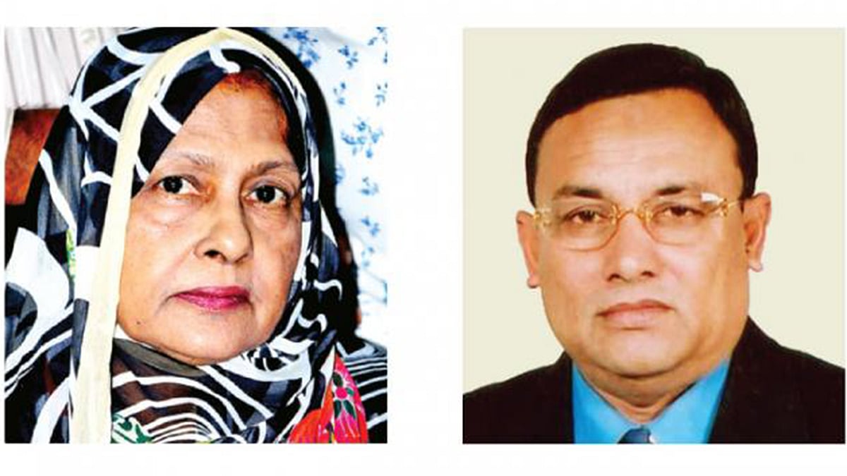 স্ত্রী মাছুদা মোমিন তালুকদার ও বিএনপির সাবেক সাংসদ আবদুল মোমিন তালুকদার।